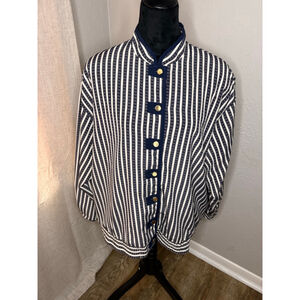 80s Joyce Vintage Striped Bomber Style Blouse Jacket Size 16